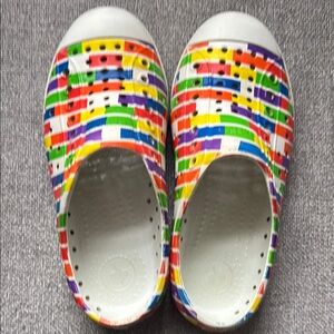 Colorful, Lego style size 12 Native Shoes